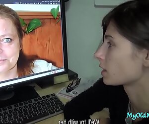 Fat granny shares cock with sexy chick