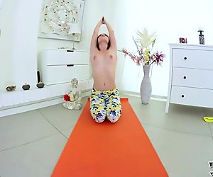 VR hot teen yoga solo pussy masturbation