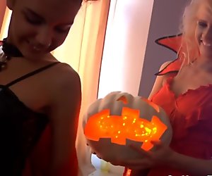 Russian coeds enjoy halloween orgy
