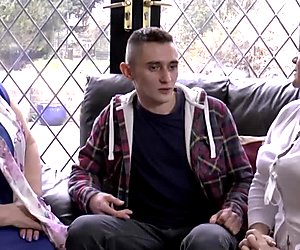 Two bigger British matures fuck a younger skinny guy