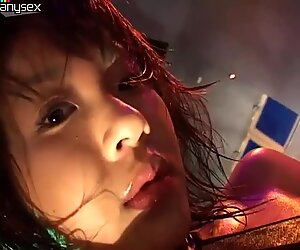 Pallid Asian nympho Harumi Nemoto shows her big boobs on camera