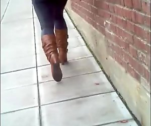 Candid pawg with a nice juicy bubble butt in grey tights