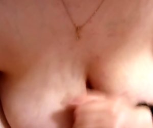 Teen GF with big pretty boobs suck my dick and do Handjob