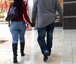 Tight Jeans Black Milf in Mall
