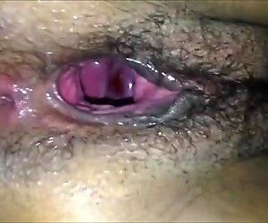 Bottomless black pussy - closeup