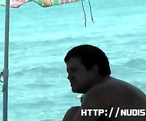 Public nudity scene nudist brunette