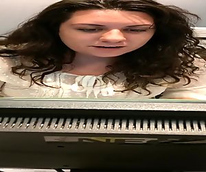girl in an office with a sexy nose