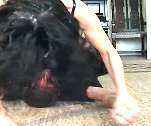 Slave cleans assholes with tongue