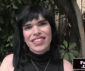 Solo femboy jerking dick outdoors