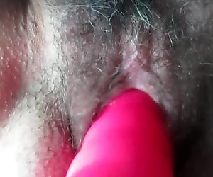My hairy wife with a vibrator