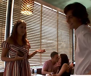 Cutie Gracie Glam gets facialized in foursome