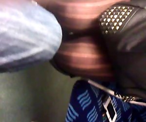 Glamour woman wearing pantyhose in the train.