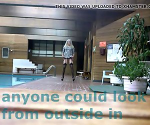 Lucy Missions risky poolside crossdresser