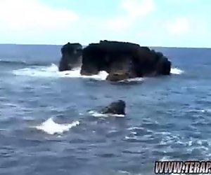 Horny Brittney Skye and Tera Patrick fucking hard by the ocean