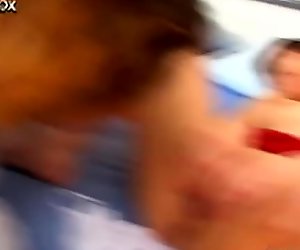 Fuckable Japanese chic Hikaru Oishi gets her hairy punani tongue fucked by two aroused dudes