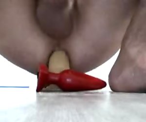 Double dildo and cum