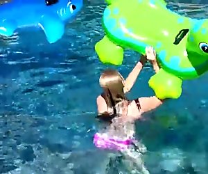 Spy on you neighbors Naked Daughter swimming Nude and Playing in the Pool